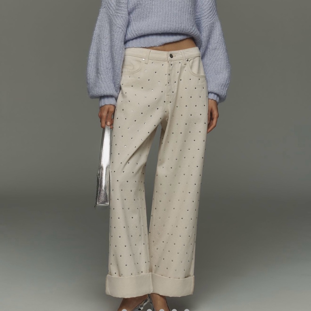 Pilcro Sparkle Relaxed Cuff Jeans